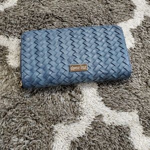 EUC deux lux accordion wallet. Blue weave pattern